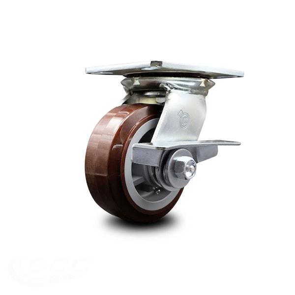 5 Inch Heavy Duty Polyurethane Caster with Ball Bearing and Brake